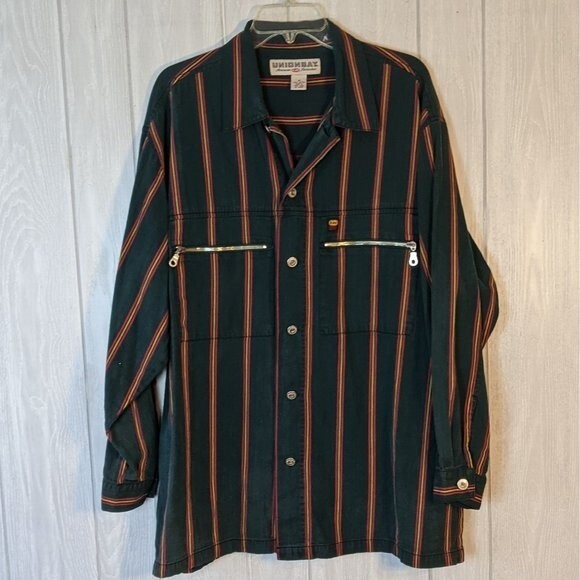 VTG Unionbay Shirt Jacket Button Front Zip Pocket EUC SZ M 90s Y2K - Picture 1 of 7